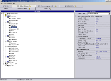 ASP Web Database Interface Builder Screenshot